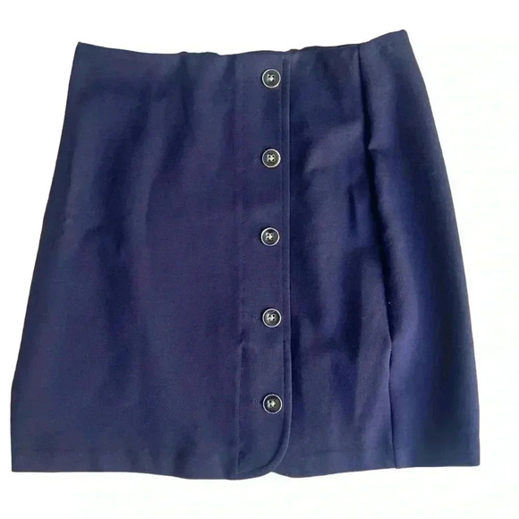 Spartina 449 A Line Button Front Skirt Navy Blue with Gold Buttons Size Small - Picture 1 of 7